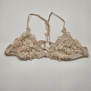 Flora Nikrooz Showstopper Floral Bralette In Beige W/Adjustable Straps - Sz L